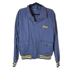 Vintage Polo by Ralph Lauren Navy Blue 100% Cotton Bomber Jacket Size Large